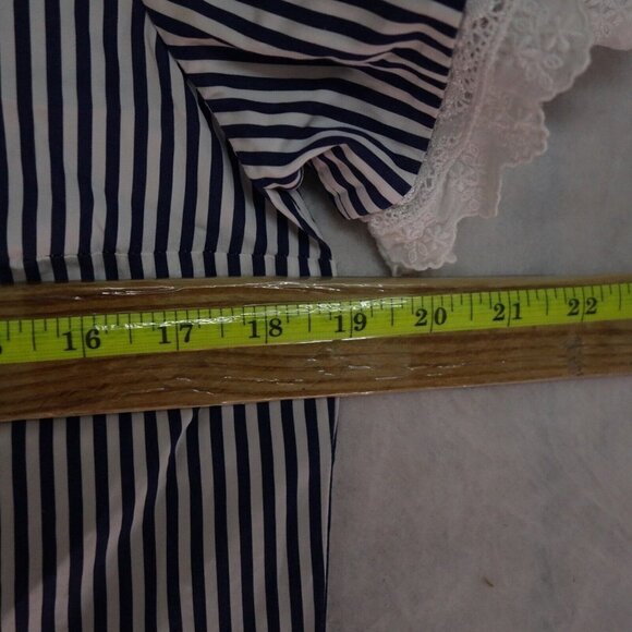 Holy Caftan Cold Shoulder Shirt Dress Women's Size 40 White/Blue Striped Cotton - Picture 3 of 13